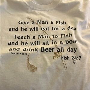 White Fishing Humor Tee By Miro Cancun Mexico
